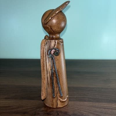 VTG Angel Sculpture Minimalist Wood Tone Mid Century Modern Farmhouse Christmas - Thumbnail 2