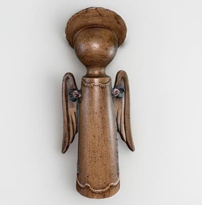 VTG Angel Sculpture Minimalist Wood Tone Mid Century Modern Farmhouse Christmas