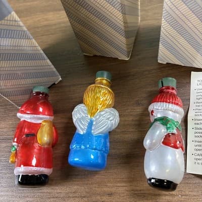 Set Of Three Avon Gift Collection Glass Tree Light Cover Santa, Angel, Snowman - Thumbnail 4