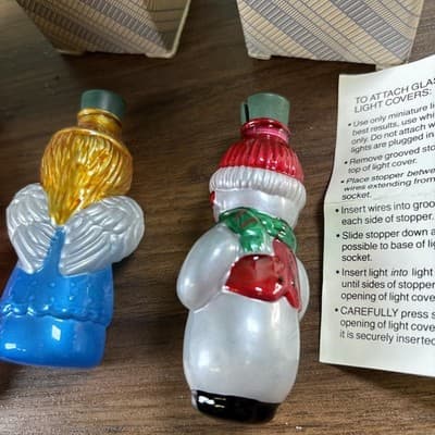 Set Of Three Avon Gift Collection Glass Tree Light Cover Santa, Angel, Snowman - Thumbnail 6