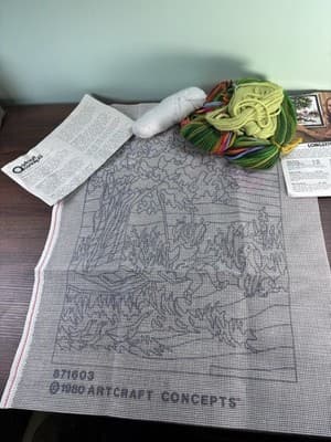 Artcraft Concepts Needlepoint Yarn Canvas 5508 Child On Swing Tree Little Girl