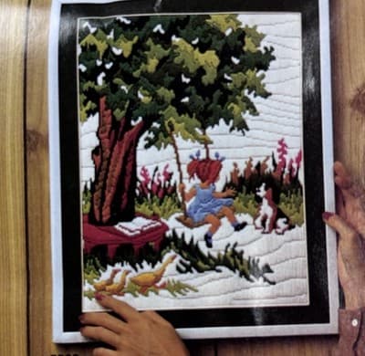 Artcraft Concepts Needlepoint Yarn Canvas 5508 Child On Swing Tree Little Girl - Thumbnail 5