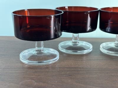 Set 4 VTG France Luminarc Arcoroc Ruby Red Glass Sherbet Stem Goblet 8oz Glasses - Thumbnail 2