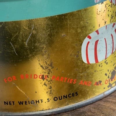 Vintage WHITMANS AIR-BONS MINTS Key Style Tin Canister 1954 Teal Candy Mints - Thumbnail 5