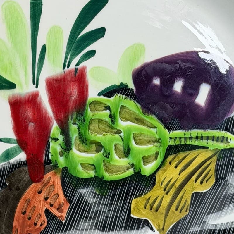 Mancioli Italy Hand Painted Vegetable Dinner Plate - Thumbnail 3