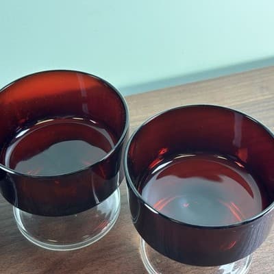Set 4 VTG France Luminarc Arcoroc Ruby Red Glass Sherbet Stem Goblet 8oz Glasses - Thumbnail 4