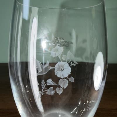 VTG 16 Oz Replacement Avon Hummingbird Lead Crystal Glass Goblets Wine Glass 8" - Thumbnail 5