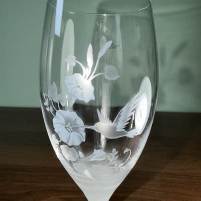 VTG 16 Oz Replacement Avon Hummingbird Lead Crystal Glass Goblets Wine Glass 8" - Thumbnail 2
