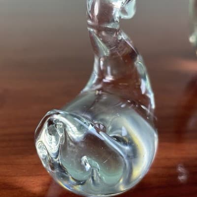 Vintage Light Glass Swan Goose Figurine Paperweight Geese Set Of Two Hand Blown - Thumbnail 3