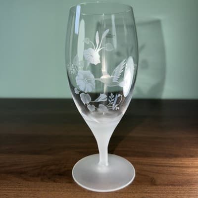 VTG 16 Oz Replacement Avon Hummingbird Lead Crystal Glass Goblets Wine Glass 8"