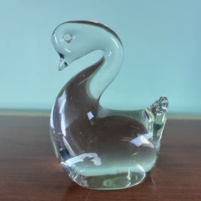 Vintage Light Glass Swan Goose Figurine Paperweight Geese Set Of Two Hand Blown - Thumbnail 15