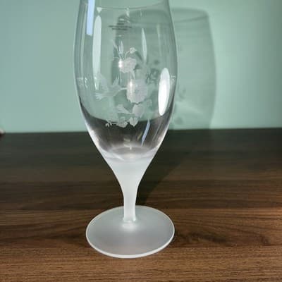 VTG 16 Oz Replacement Avon Hummingbird Lead Crystal Glass Goblets Wine Glass 8" - Thumbnail 4