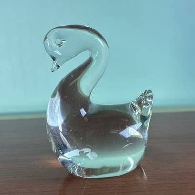 Vintage Light Glass Swan Goose Figurine Paperweight Geese Set Of Two Hand Blown - Thumbnail 16