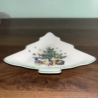 Vintage Nikko Japan Christmas Tree Shaped Candy Dish Trinket Or Spoon Holder - Thumbnail 2
