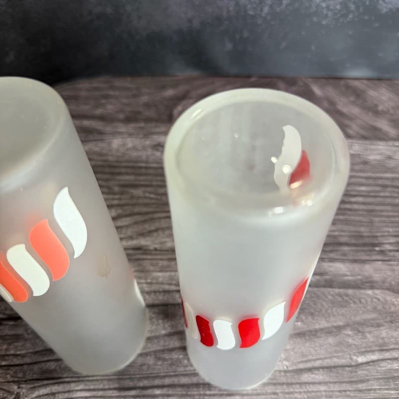 WN Vintage Libbey Frosted Candy Stripe Tom Collins Glasses - Set of 2 - Thumbnail 16