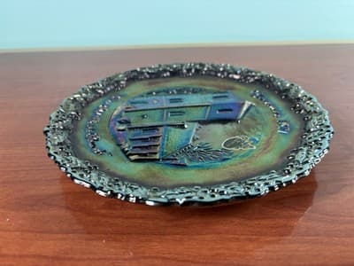 Fenton Amethyst Carnival Glass 1971 Christmas America #2 Plate Old Brick Church - Thumbnail 5