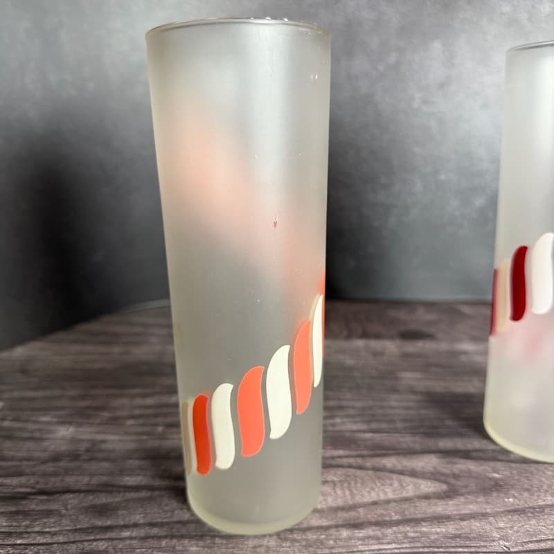 WN Vintage Libbey Frosted Candy Stripe Tom Collins Glasses - Set of 2 - Thumbnail 7