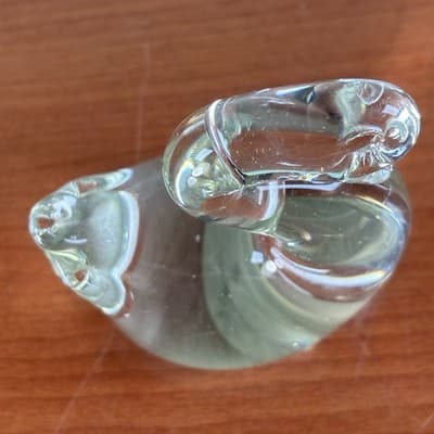 Vintage Light Glass Swan Goose Figurine Paperweight Geese Set Of Two Hand Blown - Thumbnail 9