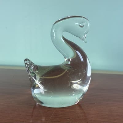Vintage Light Glass Swan Goose Figurine Paperweight Geese Set Of Two Hand Blown - Thumbnail 13