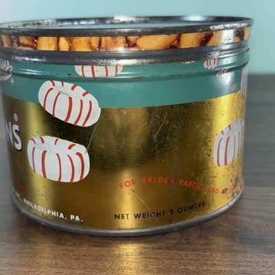Vintage WHITMANS AIR-BONS MINTS Key Style Tin Canister 1954 Teal Candy Mints - Thumbnail 4