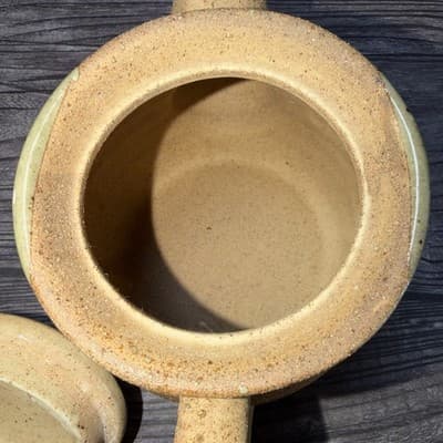 Vintage Pottery Tea Pot W/Lid Stoneware Brown Texture Green Glaze Rustic Style - Thumbnail 8