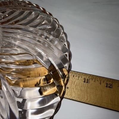 Anchor Hocking Prismatic Pink Glass Swirled Ridges: 3 Toed Footed Bowl 9 3/4" - Thumbnail 11