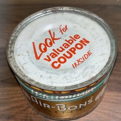 Vintage WHITMANS AIR-BONS MINTS Key Style Tin Canister 1954 Teal Candy Mints - Thumbnail 3
