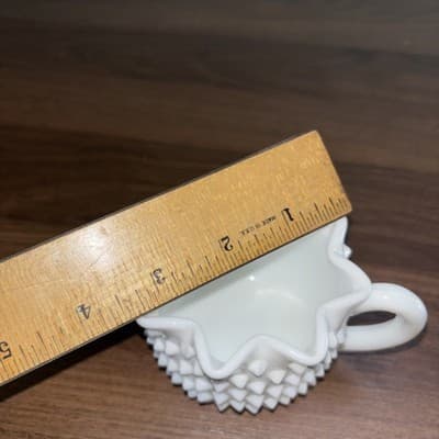 Fenton Hobnail Milk Glass Crimped Star Shape Creamer & Sugar Bowl Mid Century - Thumbnail 17
