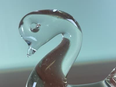 Vintage Light Glass Swan Goose Figurine Paperweight Geese Set Of Two Hand Blown - Thumbnail 8