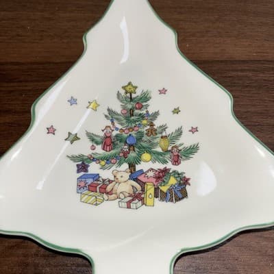 Vintage Nikko Japan Christmas Tree Shaped Candy Dish Trinket Or Spoon Holder - Thumbnail 3