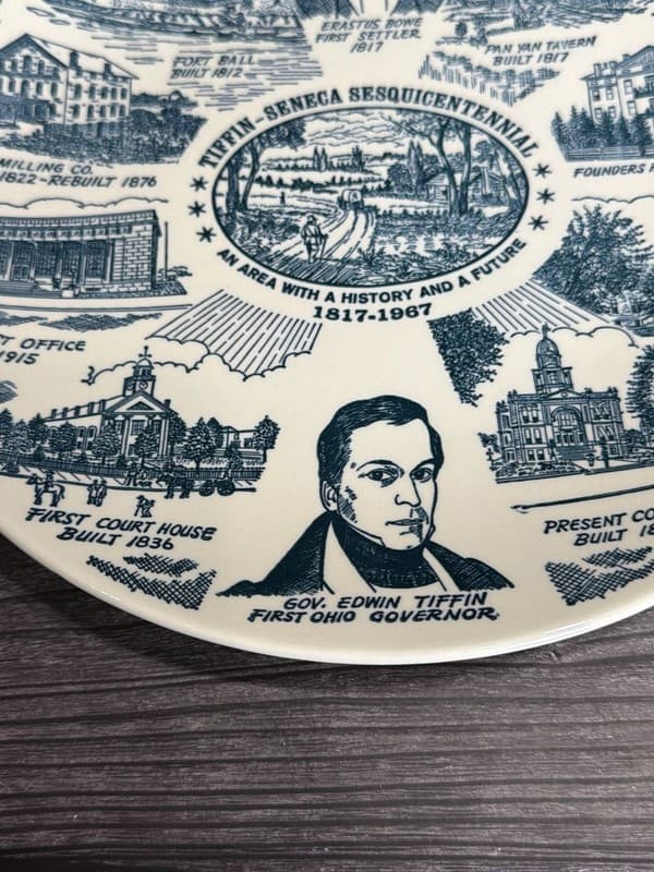 Tiffin-Seneca Sesquicentennial 1817-1967 Commemorative Collector Plate 10” - Thumbnail 10