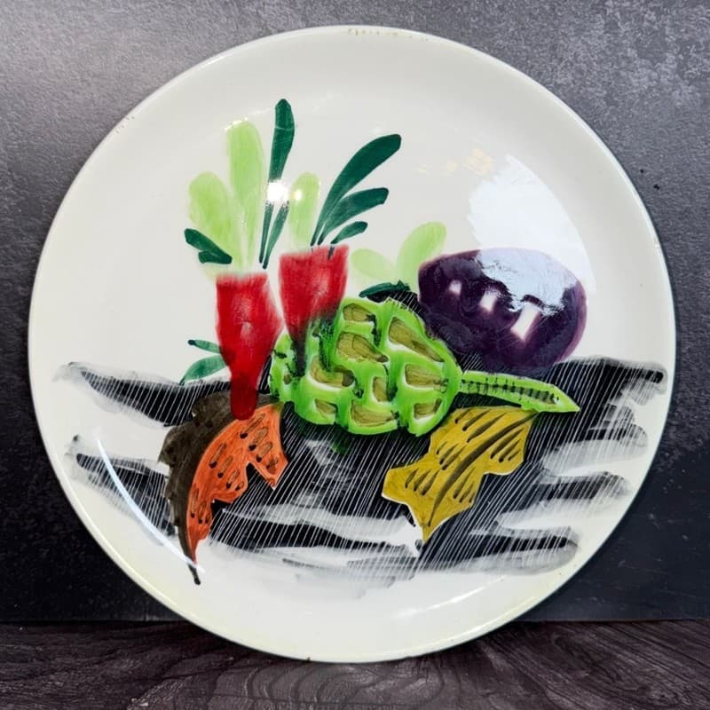 Mancioli Italy Hand Painted Vegetable Dinner Plate - Thumbnail 2