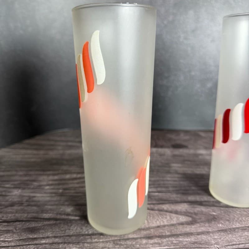 WN Vintage Libbey Frosted Candy Stripe Tom Collins Glasses - Set of 2 - Thumbnail 4