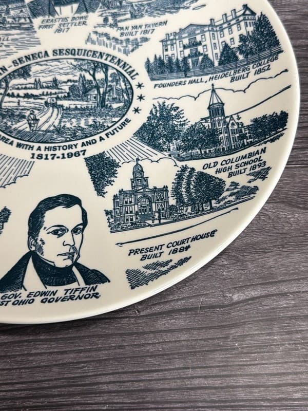 Tiffin-Seneca Sesquicentennial 1817-1967 Commemorative Collector Plate 10” - Thumbnail 9