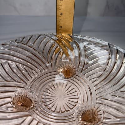 Anchor Hocking Prismatic Pink Glass Swirled Ridges: 3 Toed Footed Bowl 9 3/4" - Thumbnail 12