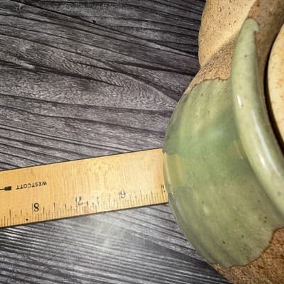 Vintage Pottery Tea Pot W/Lid Stoneware Brown Texture Green Glaze Rustic Style - Thumbnail 12