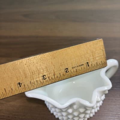 Fenton Hobnail Milk Glass Crimped Star Shape Creamer & Sugar Bowl Mid Century - Thumbnail 15