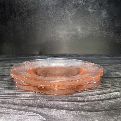 Set of 4 MacBeth-Evans Pink Depression Glass American Sweetheart 6" Bread Plate - Thumbnail 4