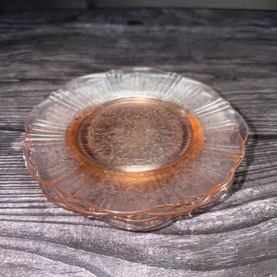 Set of 4 MacBeth-Evans Pink Depression Glass American Sweetheart 6" Bread Plate - Thumbnail 2