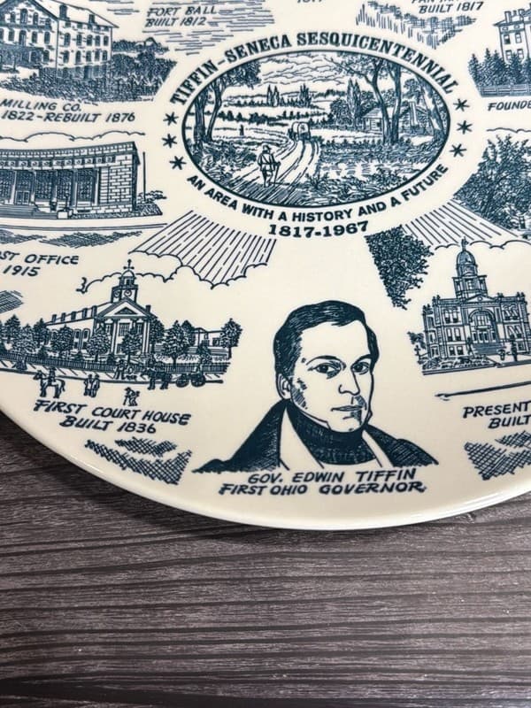 Tiffin-Seneca Sesquicentennial 1817-1967 Commemorative Collector Plate 10” - Thumbnail 3