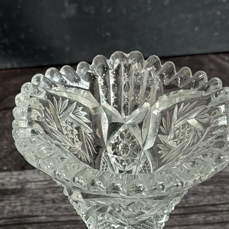 Vintage NUCUT Imperial Glass Sawtooth Tall Footed Bowl Candy Dish Marked - Thumbnail 11