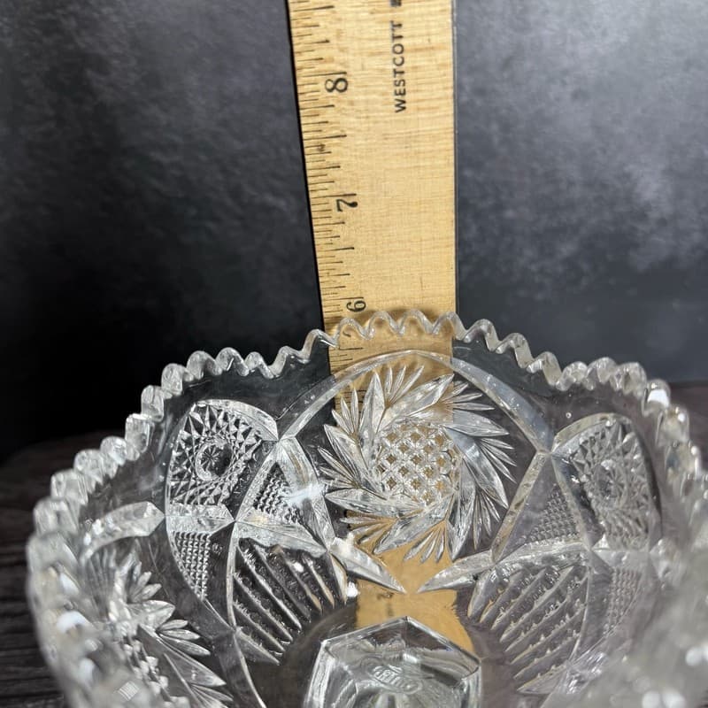 Vintage NUCUT Imperial Glass Sawtooth Tall Footed Bowl Candy Dish Marked - Thumbnail 14