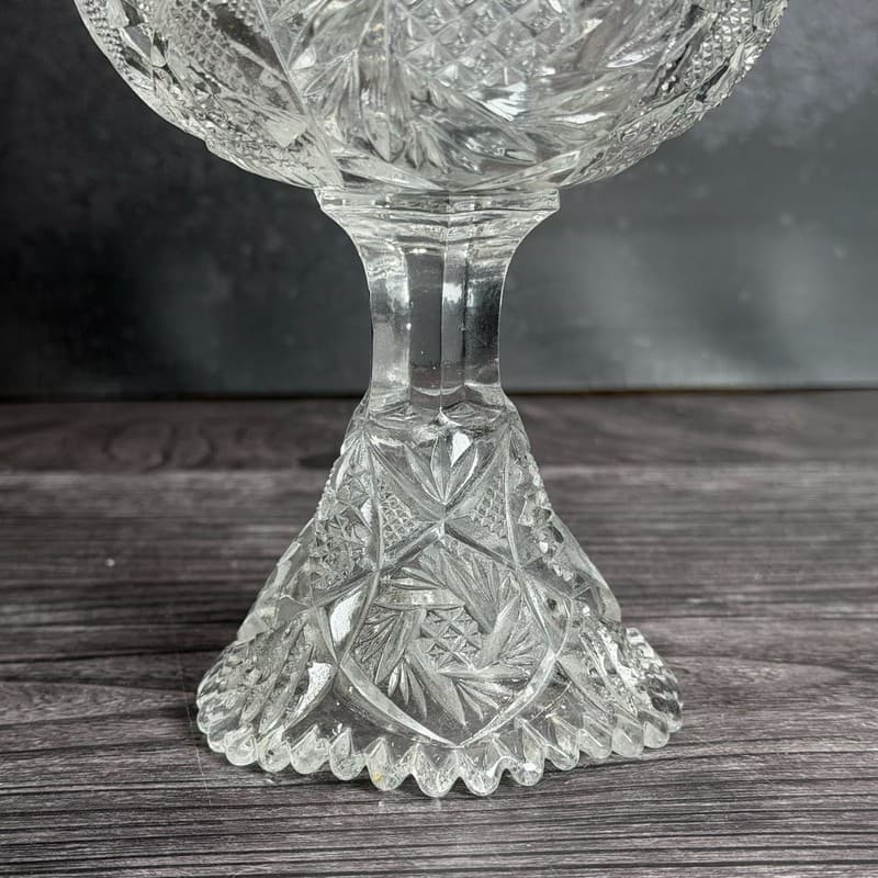 Vintage NUCUT Imperial Glass Sawtooth Tall Footed Bowl Candy Dish Marked - Thumbnail 5