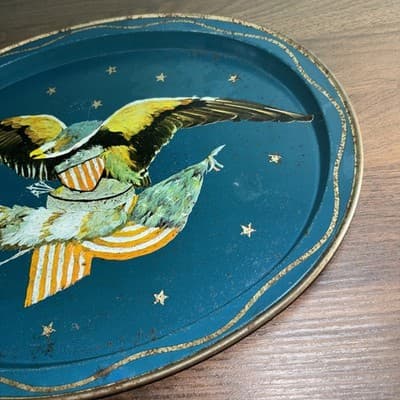 Vintage Patriotic American Bald Eagle Metal Serving Tray 14.5 x 11.5” Rusty - Thumbnail 3