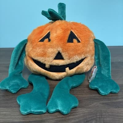 Ty Baby Giant Pumpkin Floppy Weighted Arms And Legs Jack O Lantern