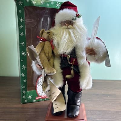 Santa's Workshop - Santa with List, 16" Teddy Bear Feather Writing - Thumbnail 14