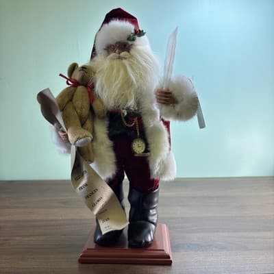 Santa's Workshop - Santa with List, 16" Teddy Bear Feather Writing