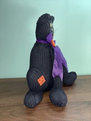 HALLOWEEN Black Cat Stuffed Weighted Figure Shelf Sitter Primitive - Thumbnail 2