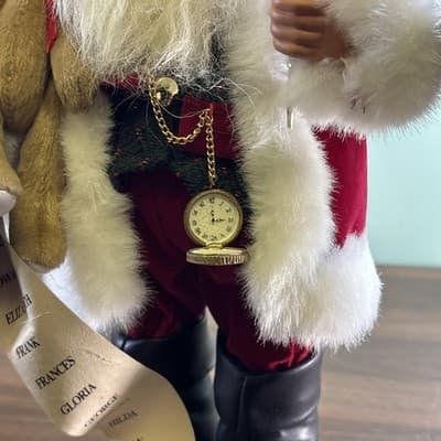 Santa's Workshop - Santa with List, 16" Teddy Bear Feather Writing - Thumbnail 4