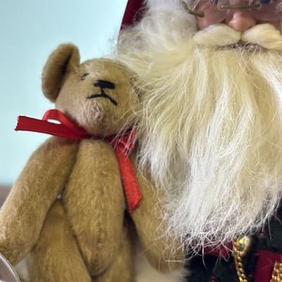 Santa's Workshop - Santa with List, 16" Teddy Bear Feather Writing - Thumbnail 6